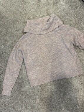 LOFT Heathered Mauve Funnel Neck Sweater